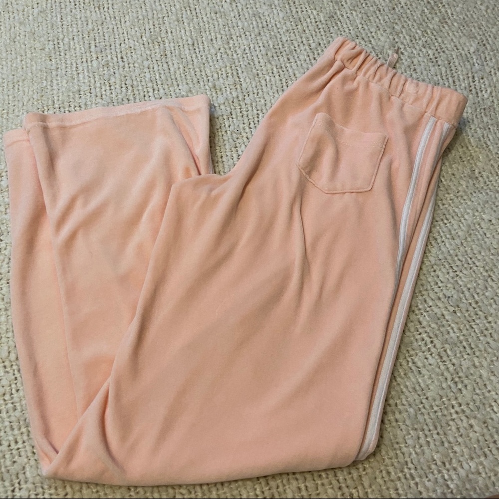 Baby pink velour stripe sweat/track pant